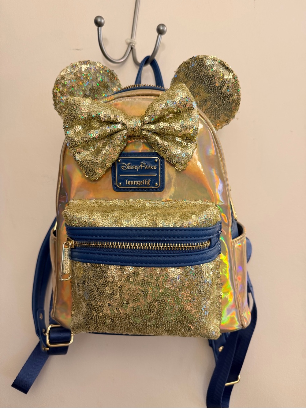 Loungefly Gold Mini Backpack with Blue Accents Walt Disney World’s 50th